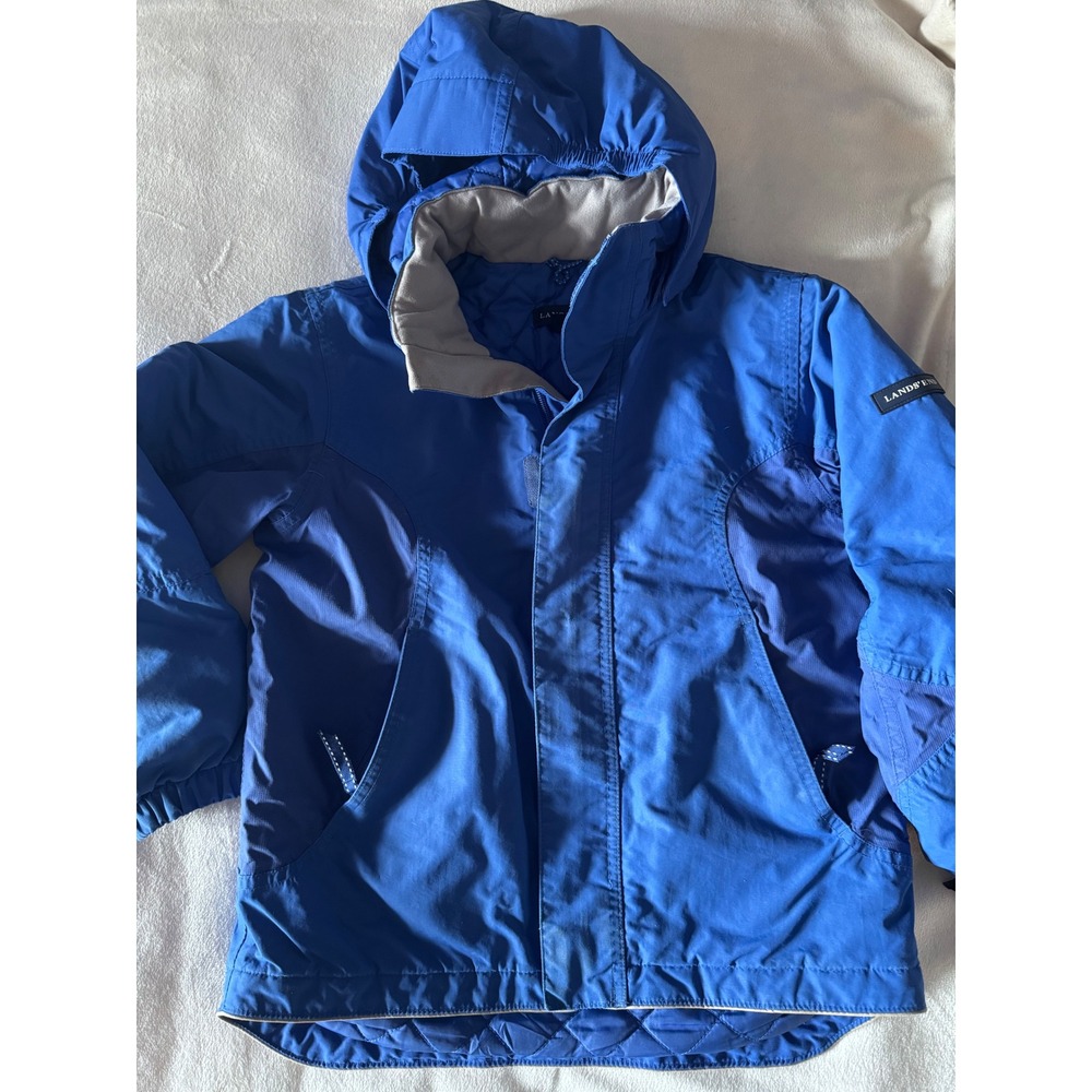 Lands End Kids Blue Squall Hooded Winter Jacket Size L 6X-7 RN 62830